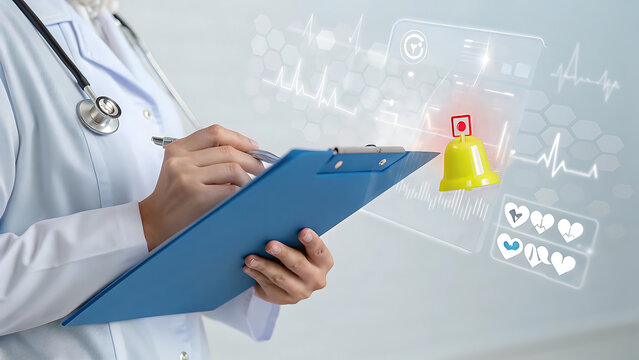 Doctor using digital health technology for patient monitoring and alerts