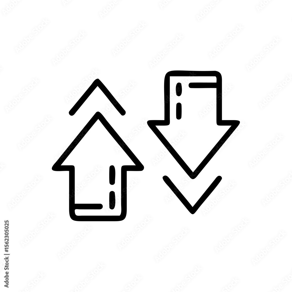 Poster handdrawn up down arrows on representing direction movement vector