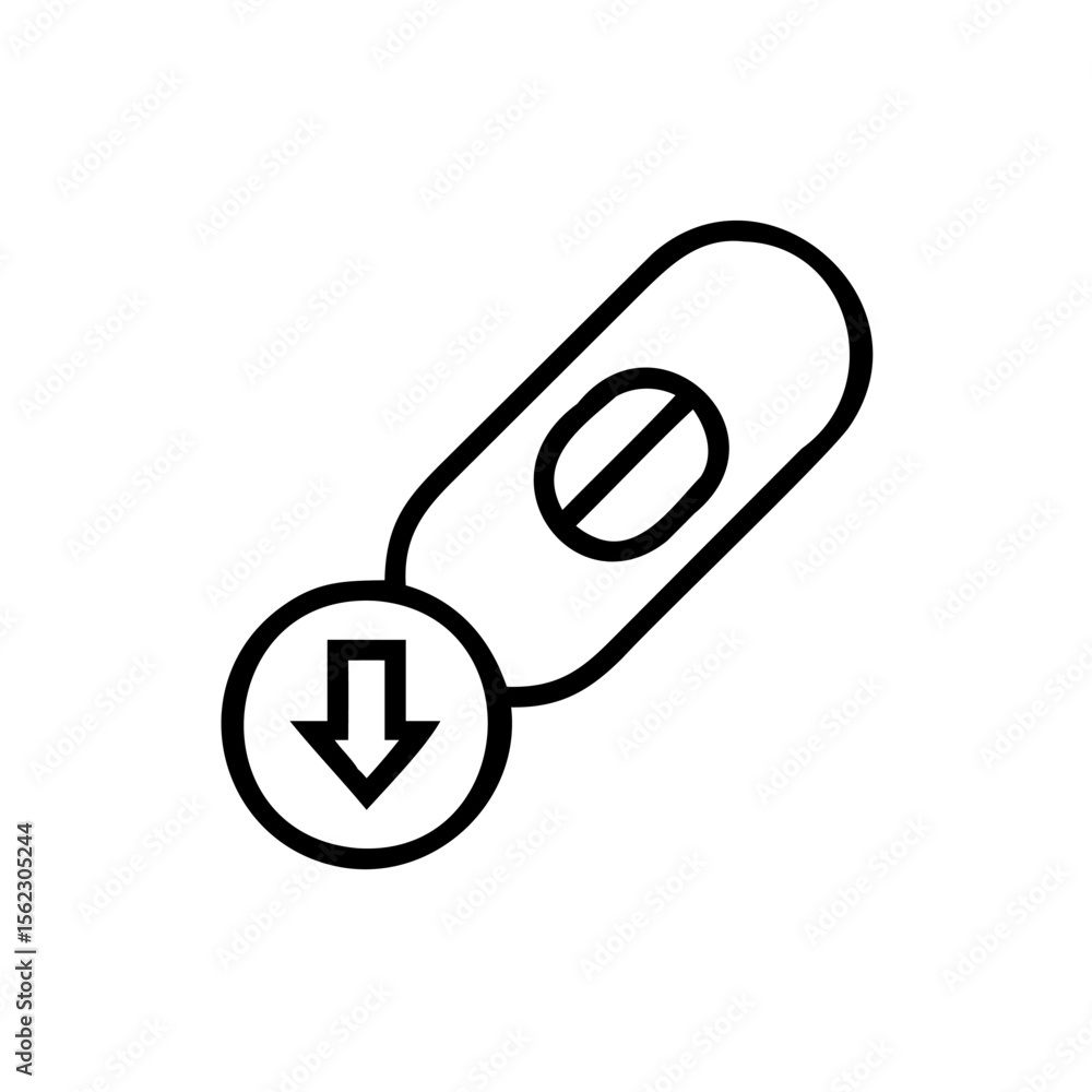 Aufkleber outline link icon with a download arrow in a circle on a connection