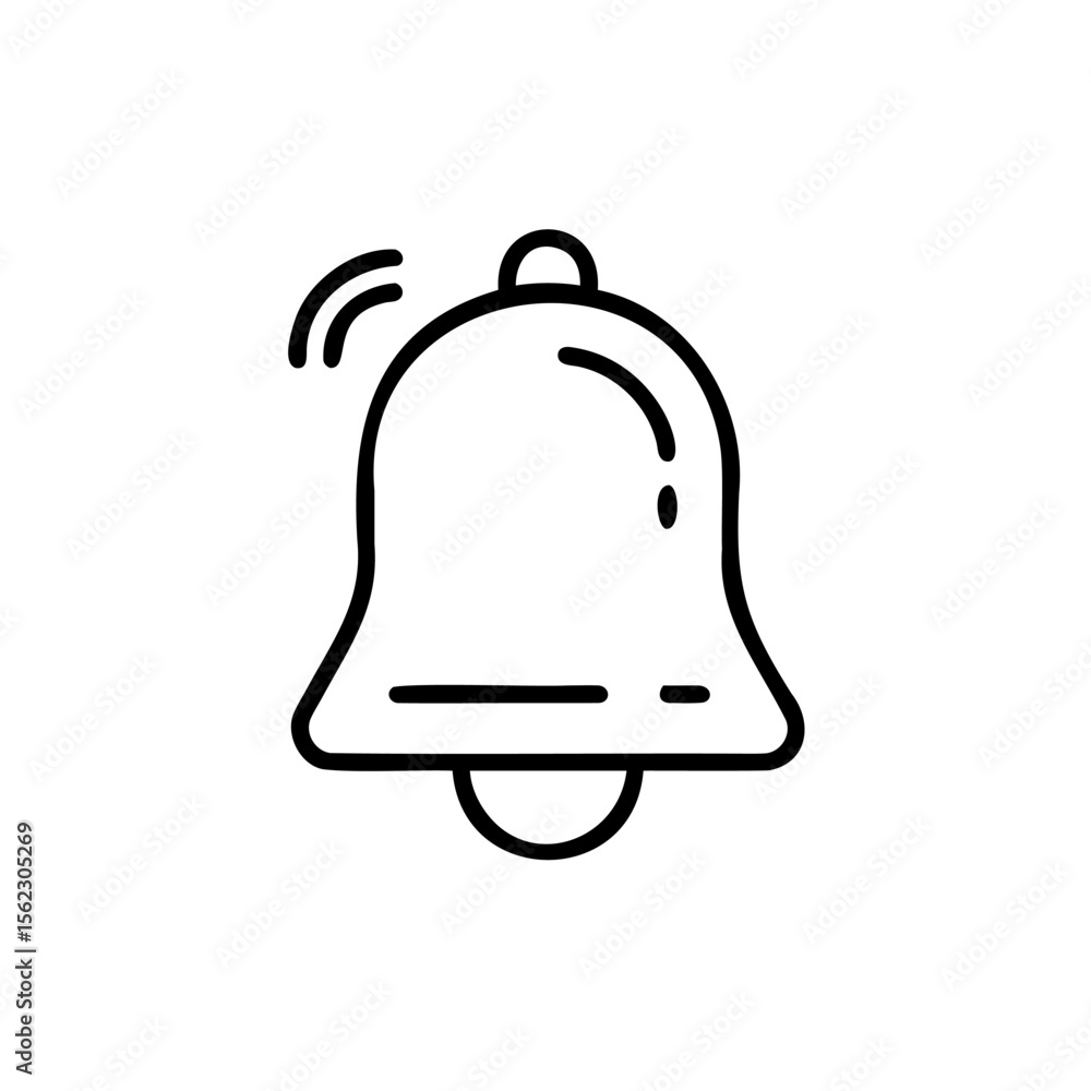 Poster bell icon with two curved lines above on a simple notification alert