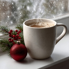 Warm beverage with festive decorations hot drink coffee