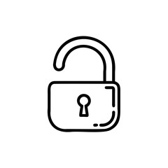 Handdrawn open padlock on security concept symbol safety protection