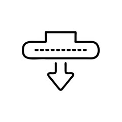 Handdrawn cloud icon with dotted line downward arrow on download