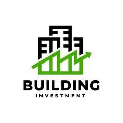illustration of a three building with a business graphic shape. logo for business investment.