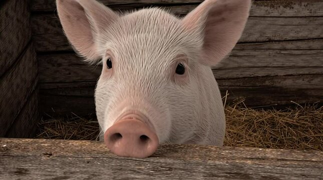 Hog in a pig sty - swine farming and ranching for pork