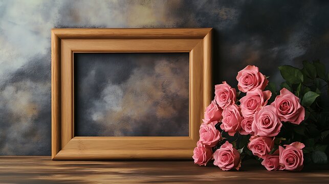 vintage photo frame with roses