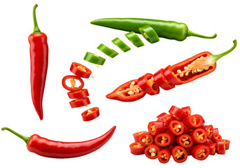 red hot chili peppers red and green peppers slices png set collection