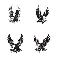 Fototapeta premium Dynamic Eagle Hunter with Fish, A Powerful Animal Vector Graphic Element