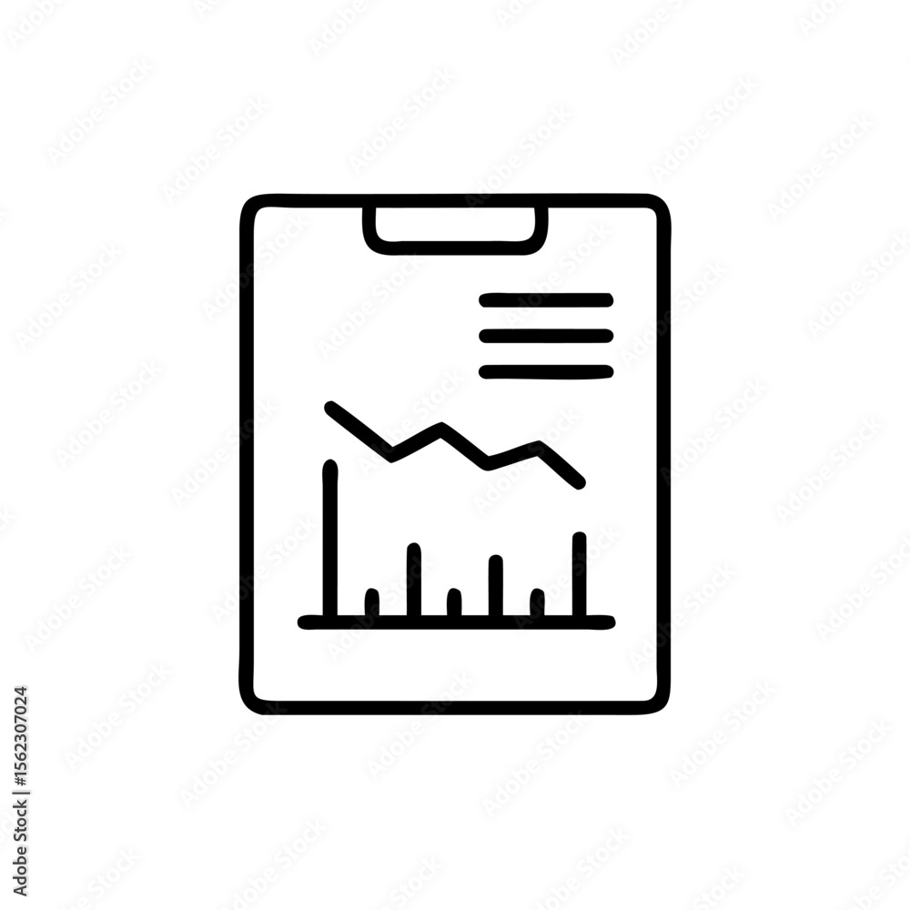 Poster a clipboard with a financial chart horizontal lines graph business