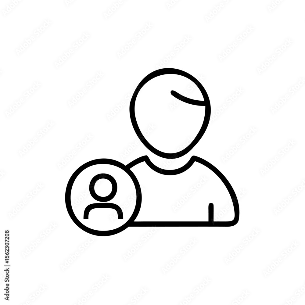 Poster user profile icon with a smaller user icon inside a circle on person avatar