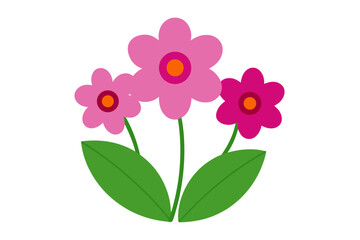 Stylized Flowers and Leaves on White Background Design