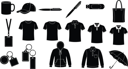 Promotional items merchandise vector set branding marketing corporate gifts
