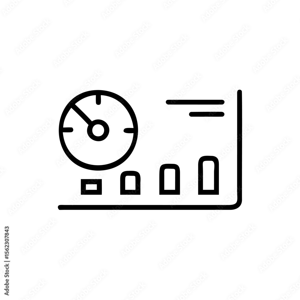 Poster gauge with needle data display handdrawn style on meter dial