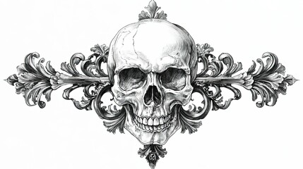 Skull Cross PNG with Dark Gothic Design on White Background for Alternative Fashion, Tattoo Art, and Symbolic Illustrations