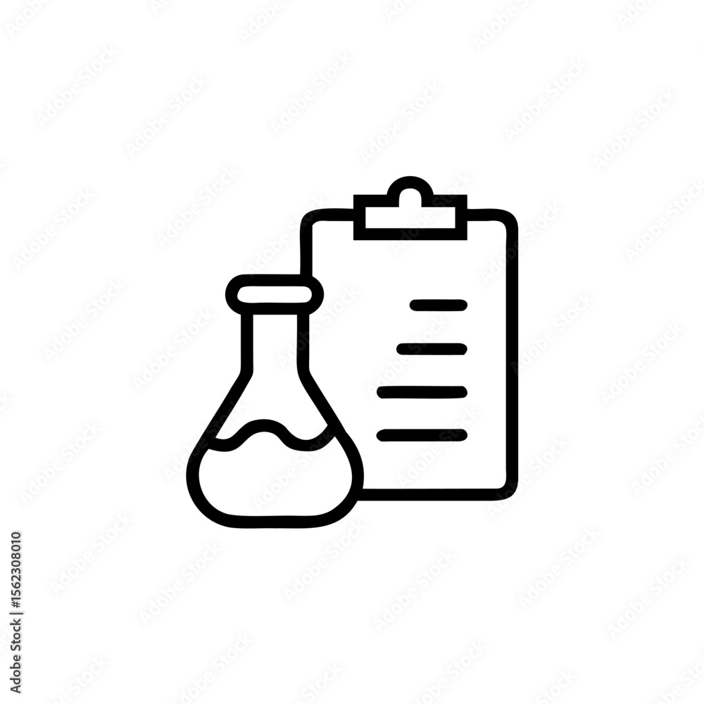 Poster outline a flask clipboard with lines on a beaker laboratory