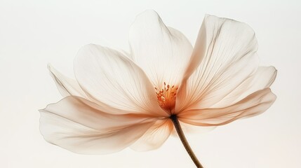 Transparent Flower with Soft Minimalist Effect on White Background for Overlay, Elegant Design, and Botanical Illustration