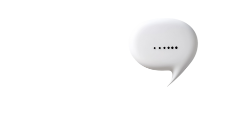 Minimalist white speech bubble with dots on black background