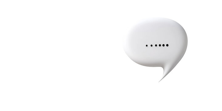 Minimalist white speech bubble with dots on black background