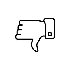 Outline thumbs down hand gesture on showing negative feedback vector