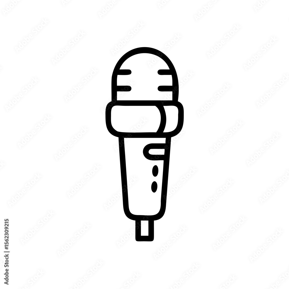 Poster handdrawn microphone on a showing a simple outline design audio sound