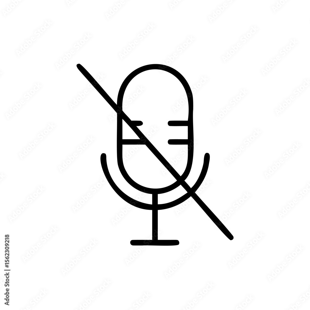 Aufkleber microphone icon with a line through it indicating mute status on a audio sound
