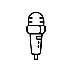 Handdrawn microphone on a showing a simple outline design audio sound
