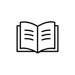 Open book icon with outlines on showing pages lines reading education