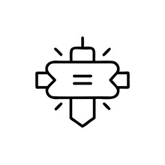 Handdrawn a stylized signpost with a central rectangle arrow direction navigation