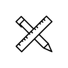 Handdrawn a pencil ruler crossed on a graphic