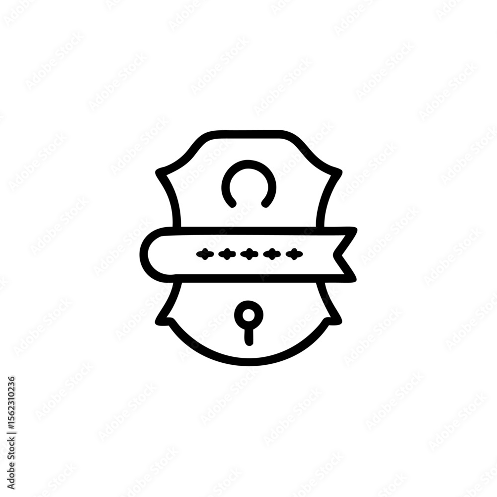 Poster badge icon with keyhole password symbols on a security protection