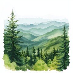 Great Smoky Mountains National Park. Great Smoky Mountains National Park hand drawn watercolor illustration