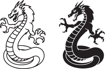 Fototapeta premium Mythical Dragon Fantasy Creature Tattoo Design