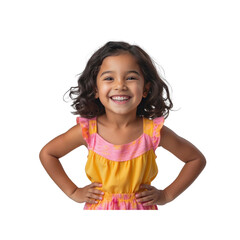 Happy Little Girl in Yellow Dress Smiling