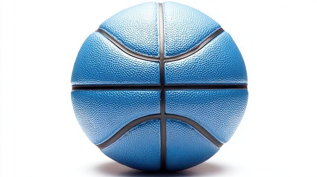 A close-up shot of a vibrant blue basketball showcasing its textured surface, ideal for sports-related content, advertisements, or educational materials about basketball and fitness,