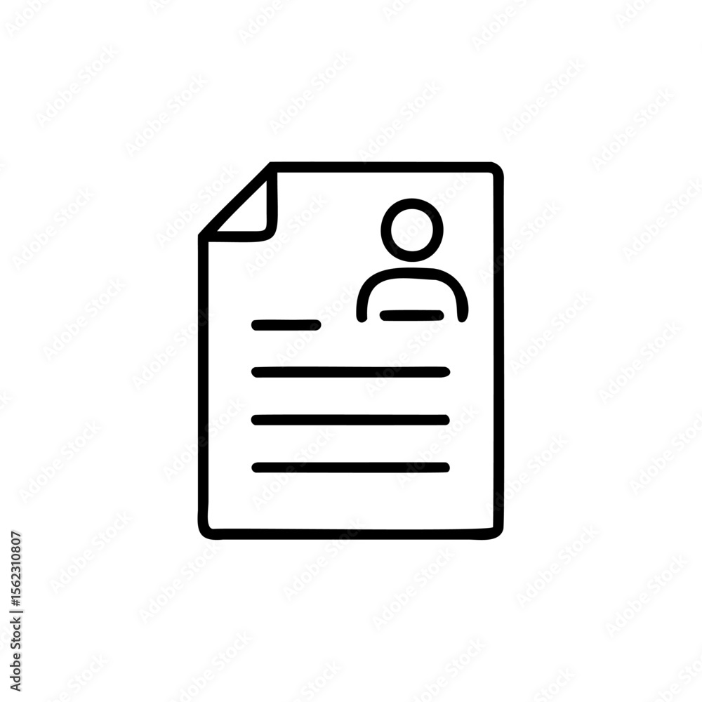 Poster resume icon with a person symbol horizontal lines on document file