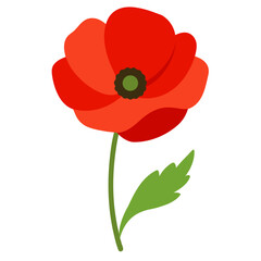 Fototapeta premium Red poppy icon on white background.