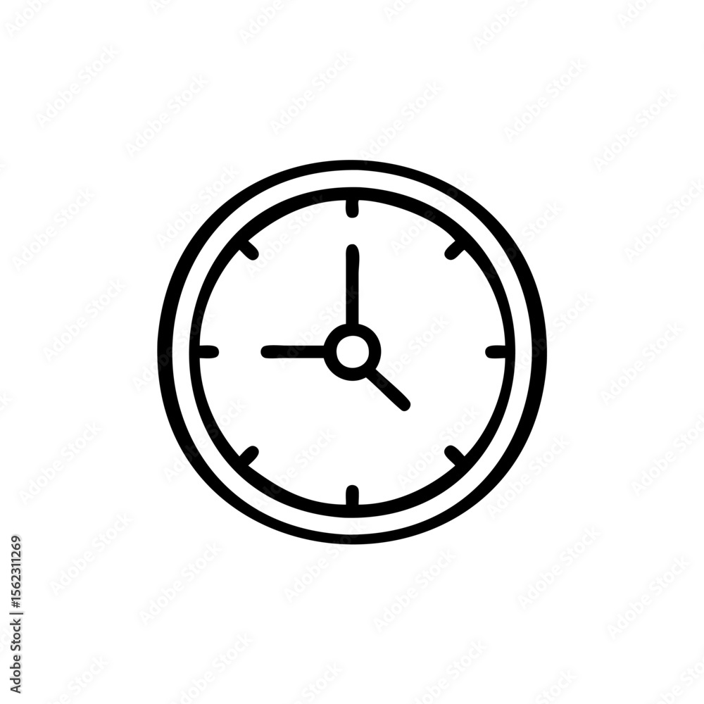 Poster clock icon showing time at three oclock on a hour minute