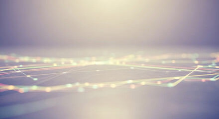 Abstract network of connected dots and lines over a blurred, light background with a soft, dreamy aesthetic.