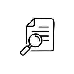 Handdrawn a magnifying glass over a document with lines on paper