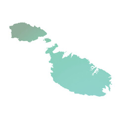 Map of Malta, sign silhouette. World Map Globe. Vector Illustration isolated on white background. Europe continent.