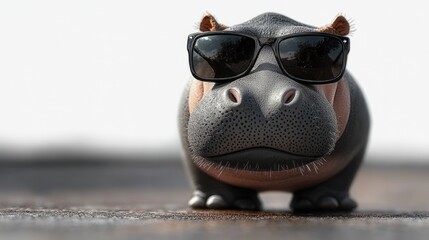 Hippos wearing sunglasses