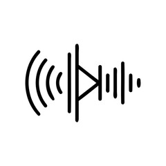 Handdrawn sound wave symbol with radiating lines a play button on audio music