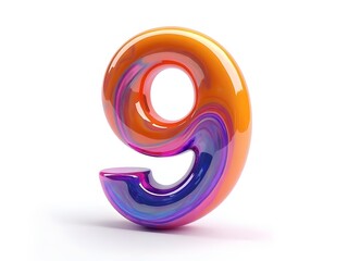 3d blue number 9 and with white background.