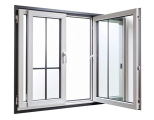 Open Office Glass Window Frame, Minimalist Design, Isolated on Transparent Background for Interior Decor