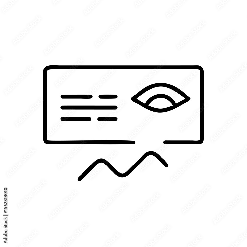 Poster handdrawn graphic with eye symbol horizontal lines inside a rectangle shape vector