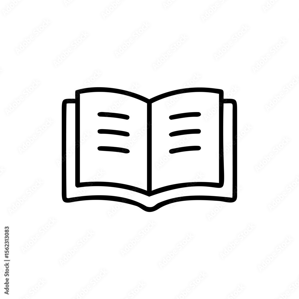 Aufkleber open book with outline three horizontal lines on each page against reading education