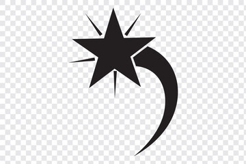 Shooting stars icon vector set. Black falling stars icon. Meteorite and comet symbols. Abstract silhouette of shooting star. Flying comet with tail, falling meteor, abstract galaxy element. © Agastya 897