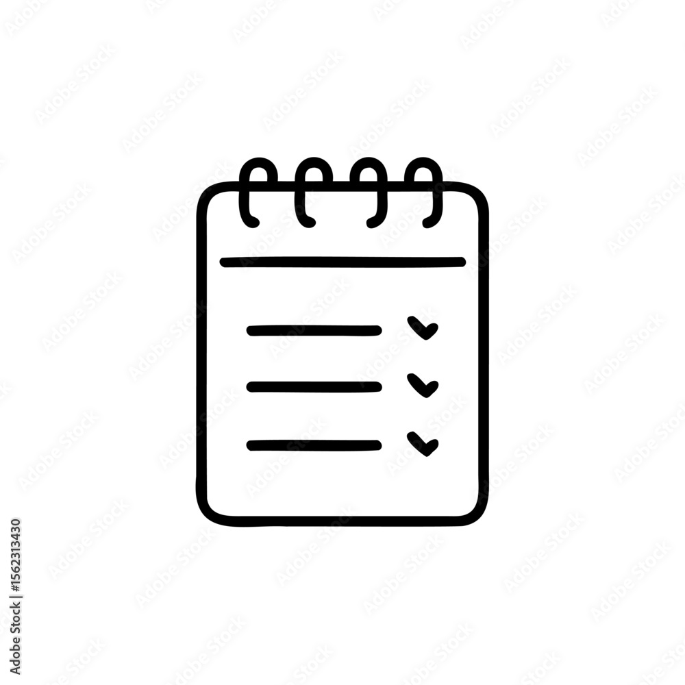 Poster handdrawn notepad with lines checkmarks on a notebook checklist