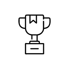 Outline trophy icon with a ribbon symbol on a for achievement success award prize