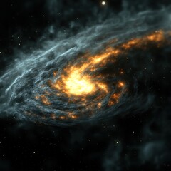Fiery spiral galaxy in deep space